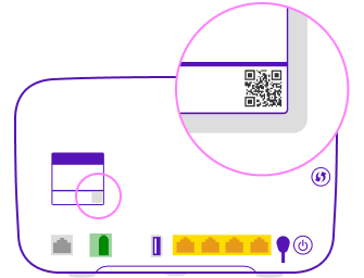 Position of the QR code - it's on the label on the left side of the back of the hub