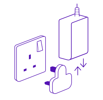 Put together two parts of the Hub's power plug and plug it into the master socket