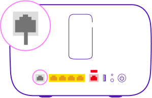 Plug the broadband cable into the bottom-left port on the back of your hub.