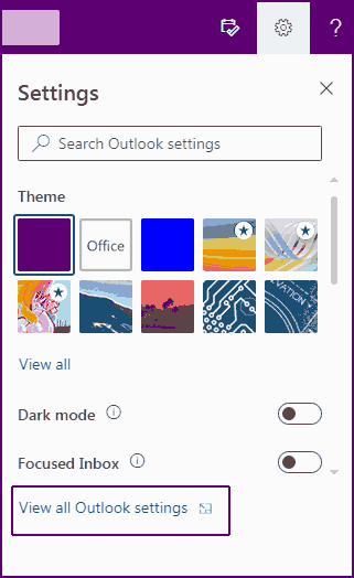 Screenshot - Outlook settings