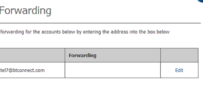 Screenshot showing email forwarding 2