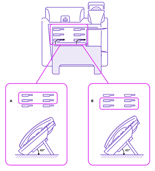 Diagram showing how the stand is attached to the back of the phone