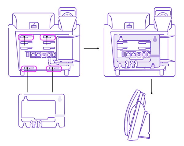 Diagram showing how the wall mount is attached to the phone