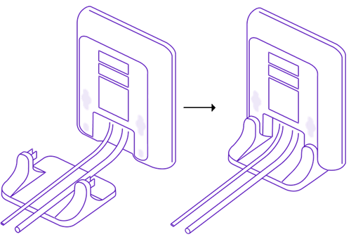 Diagram showing a stand being connected to the base station