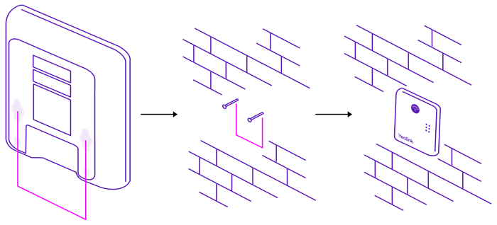 Diagram showing the base station being fixed to a wall