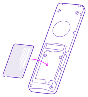 Diagram showing the rechargeable battery being placed into the back of the phone