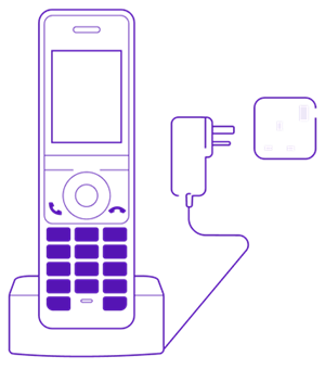 Diagram showing the phone in the charging cradle