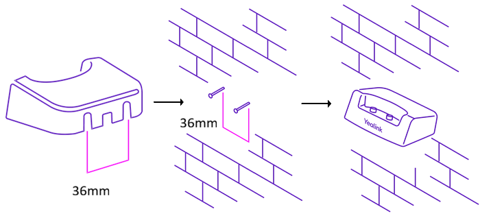 Diagram showing the charging cable being mounted on a wall