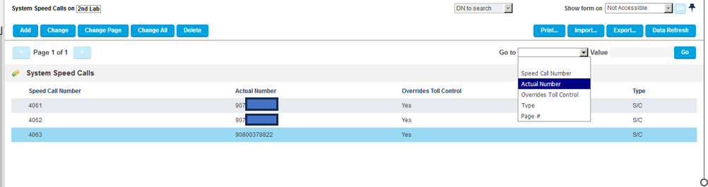 Editing an existing Speed Call