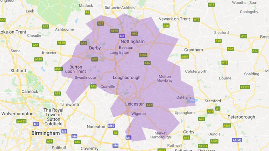 Areas we cover - East Midlands