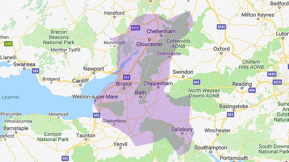 Areas we cover  - Bristol Bath & Gloucester