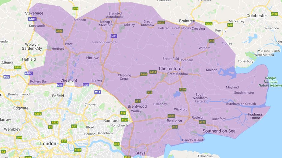 Areas we cover  - Herts & Essex