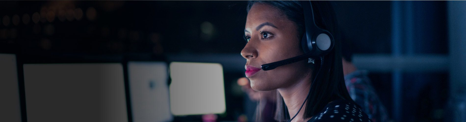 Woman working with headset on