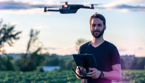 Man flying a drone